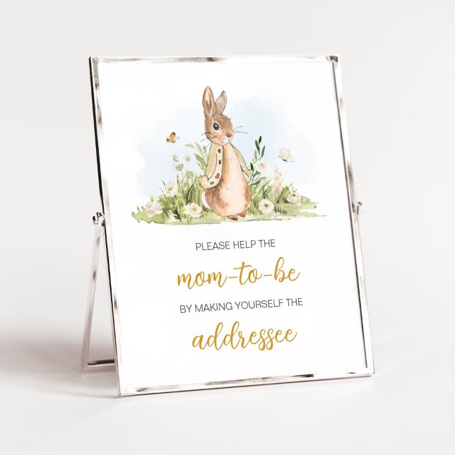Póster Estación de sobres Baby Shower de Peter Rabbit (Rabbit Gender Neutral Baby Shower Envelope Station Sign)
