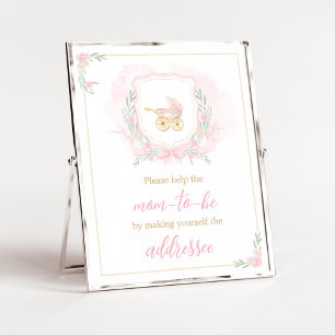 Póster Estación de sobres Baby Shower Escudo de color de