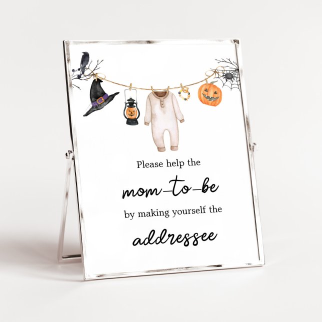 Póster Estación de sobres Baby Shower Little Boo Hallowee (Halloween Baby Clothes Baby Shower Envelope Station Sign)