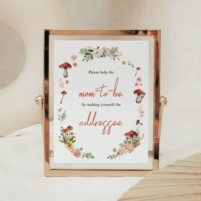 Póster Estación de sobres de hongos de flores silvestres  (Enchanted Mushroom Baby Shower Envelope Station Sign)