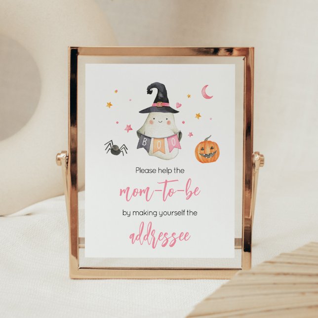 Póster Estación de sobres de pequeños bots rosados de Hal (Little Boo Baby Shower Envelope Station Sign)