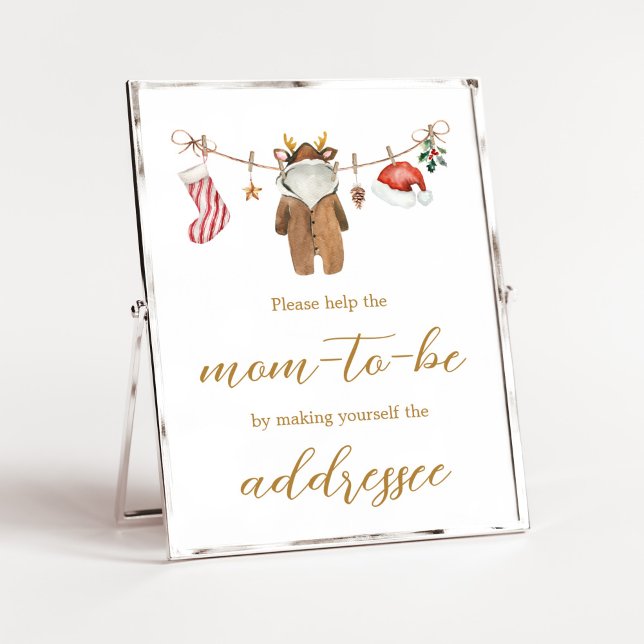 Póster Estación de sobres de ropa de merry Little Navidad (Merry Little Clothes Baby Shower Envelope Station Sign)
