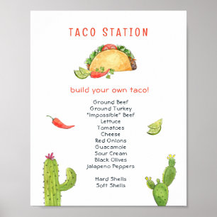 Póster Estación de tacos Fiesta de compromiso de tacos 