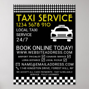 Póster Estación de Taxi, Publicidad de Empresa Taxi Cab