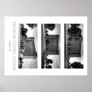 Póster Estación de tren central de Michigan