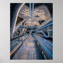 Póster Estación de tren de alta velocidad futurista