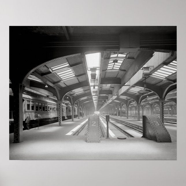 Póster Estación de tren de Chicago, 1920. Ferrocarril ant (Frente)