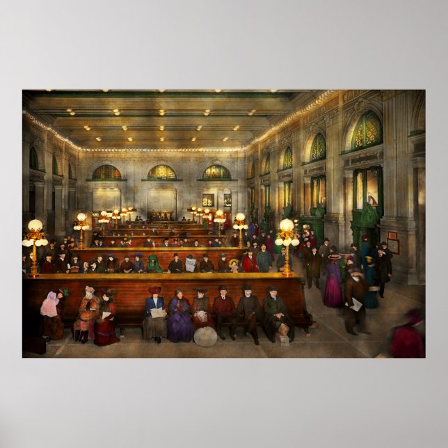 Póster Estación de tren - En espera en Grand Central 1904 (Frente)