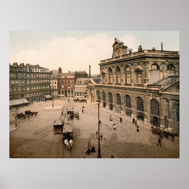 Póster Estación de tren, Lille, Francia, c1900 (Frente)