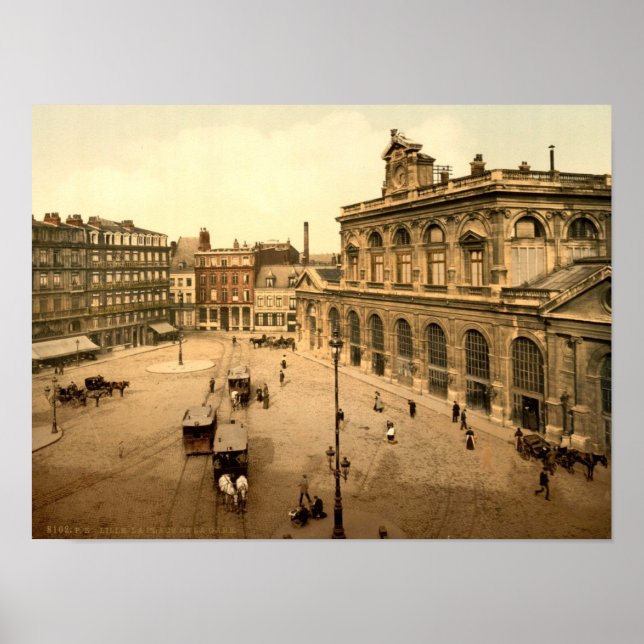 Póster Estación de tren, Lille, Francia, Vintage (Frente)