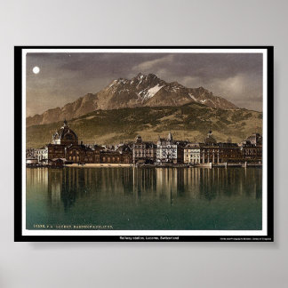 Póster Estación de tren, Lucerne, Suiza