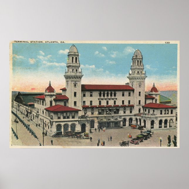 Póster Estación de tren Terminal, Atlanta 1923 Vintage (Frente)