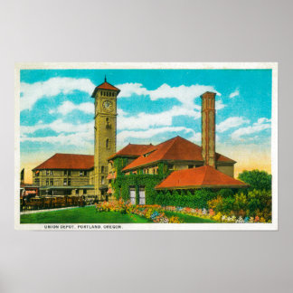 Póster Estación de tren Union Depot en Portland,