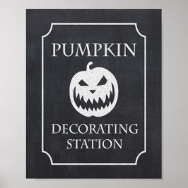 Póster Estación decorativa de calabaza Rótulo de la fiest