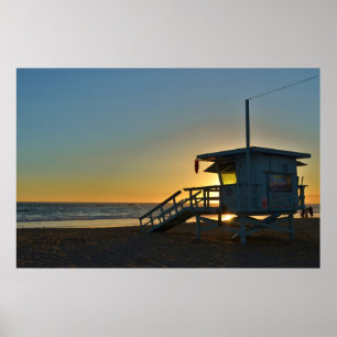 Póster Estación del salvavidas en la playa California de