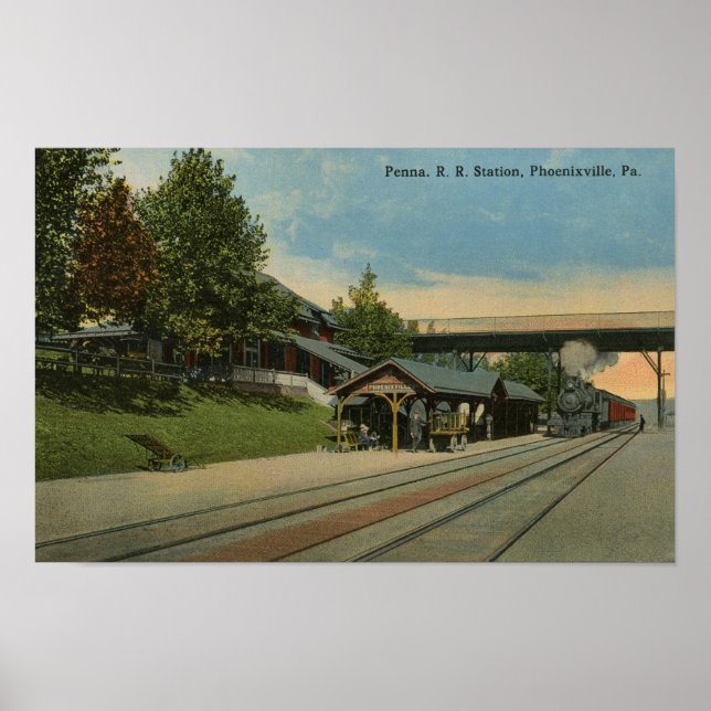 Póster Estación Penn de Ferrocarril Phoenixville PA Train (Frente)