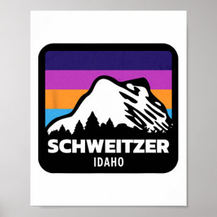 Póster Estación Schweitzer Mountain Idaho Skowboard Fami