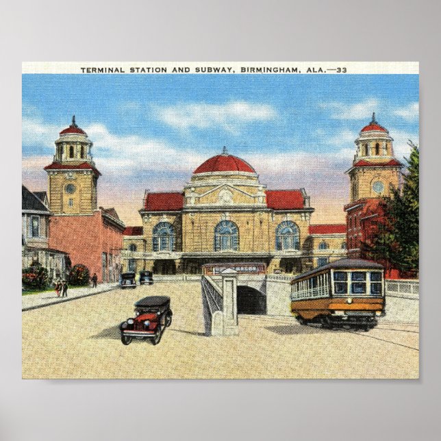 Póster Estación y metro, Birmingham, Alabama Vintage (Frente)