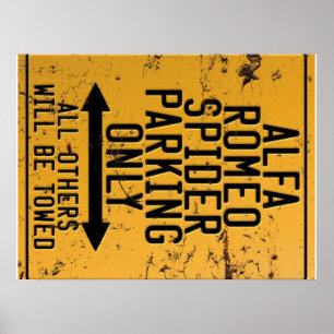 Póster Estacionamiento Alfa Romeo Spider solamente