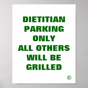 Póster Estacionamiento Dietista Solamente Todos Los Demás