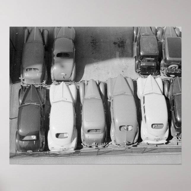 Póster Estacionamiento Lote, 1940. Foto de cosecha de vin (Frente)