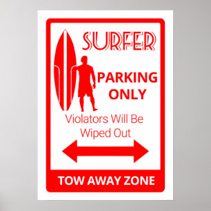 Póster Estacionamiento únicamente para surfistas