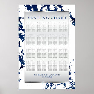 Póster Estaciones azul, plateado y blanco de la Marina - 