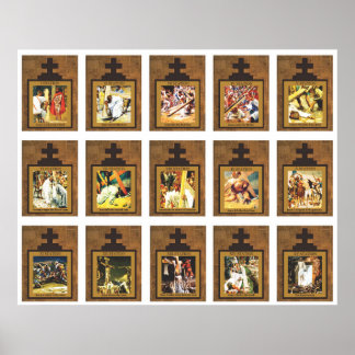 Póster Estaciones católicas del Poster de la Cruz Collage