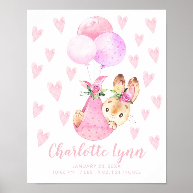 Póster Estaciones de bebé de conejo de torta de parto esp (Frente)