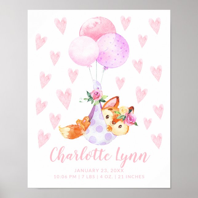 Póster Estaciones de bebé de Fox para la cigüeña de parto (Frente)