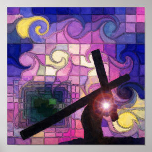 Póster Estaciones de la Cruz: Jesús lleva la Cruz