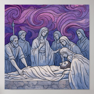Póster Estaciones de la Cruz: Jesús puesto en el sepulcro