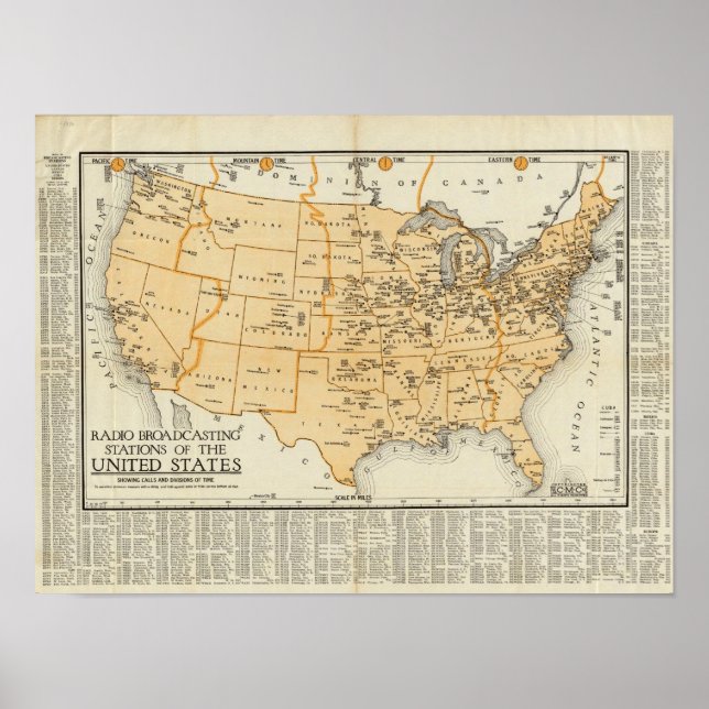 Póster Estaciones De Radiodifusión De Los Estados Unidos (Frente)