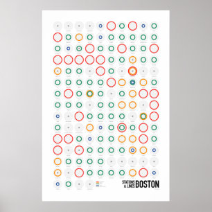 Póster Estaciones y líneas: Boston (Ligero)