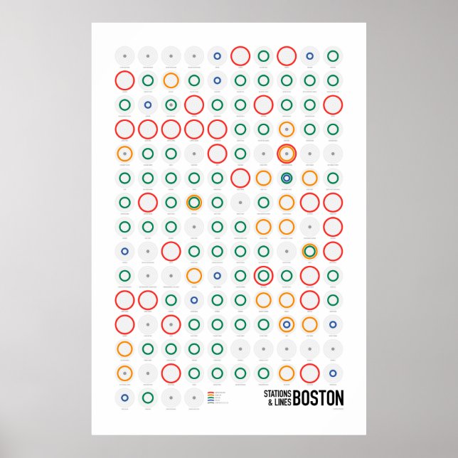 Póster Estaciones y líneas: Boston (luz) (Frente)