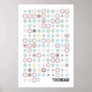 Póster Estaciones y líneas: Chicago (Ligero)