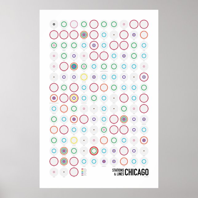 Póster Estaciones y líneas: Chicago (Luz) (Frente)