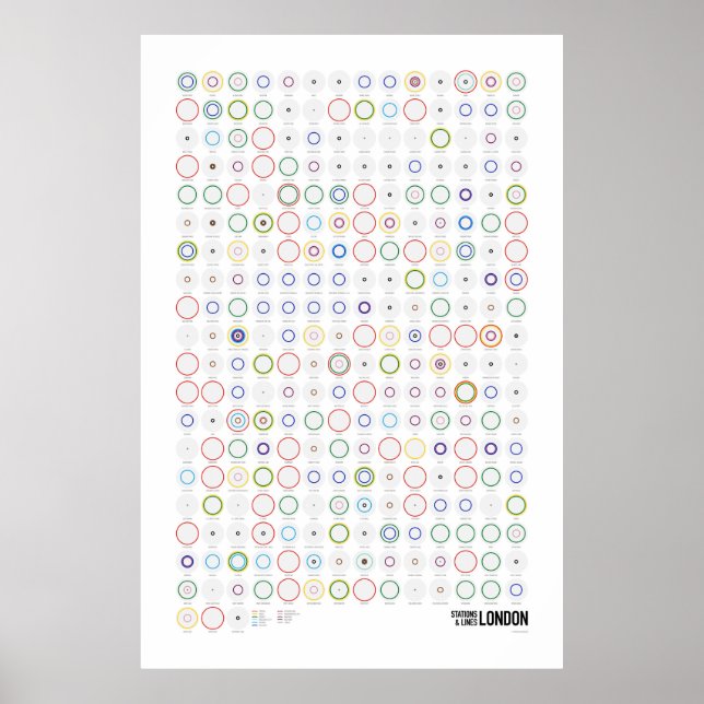 Póster Estaciones y líneas: Londres (luz) (Frente)