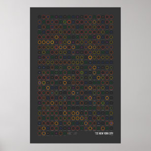 Póster Estaciones y líneas: Nueva York (oscuro)