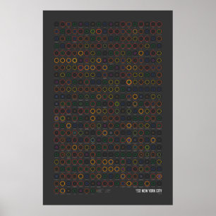 Póster Estaciones y líneas: Nueva York (Oscuro)