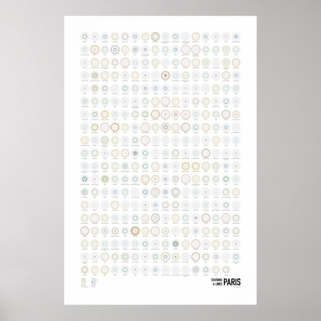 Póster Estaciones y Líneas: París (Ligero) (Frente)