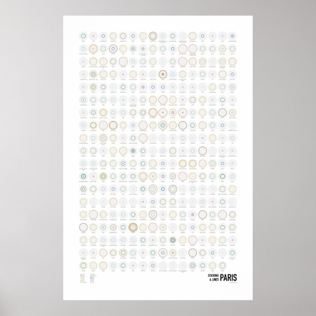 Póster Estaciones y líneas: París (luz) (Frente)