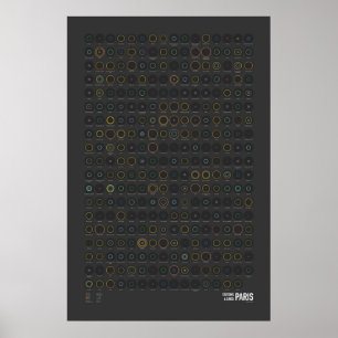 Póster Estaciones y Líneas: París (Oscuro)