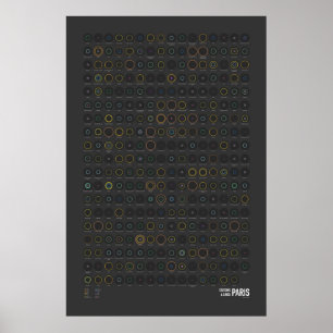 Póster Estaciones y líneas: París (oscuro)