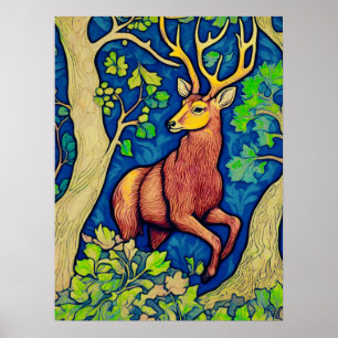 Póster Estadio Art Nouveau en un bosque fantástico