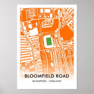 Póster Estadio Bloomfield Road en Blackpool, Inglaterra