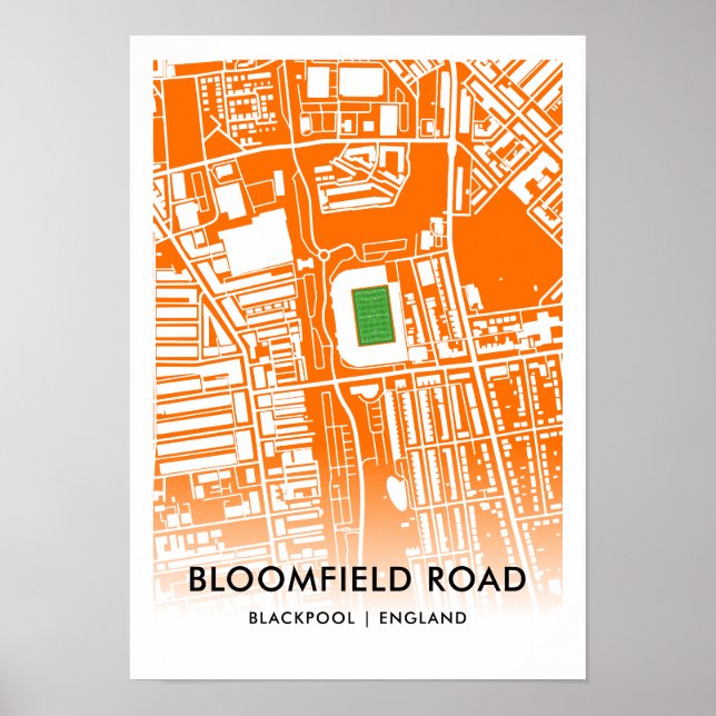 Póster Estadio Bloomfield Road en Blackpool, Inglaterra (Frente)