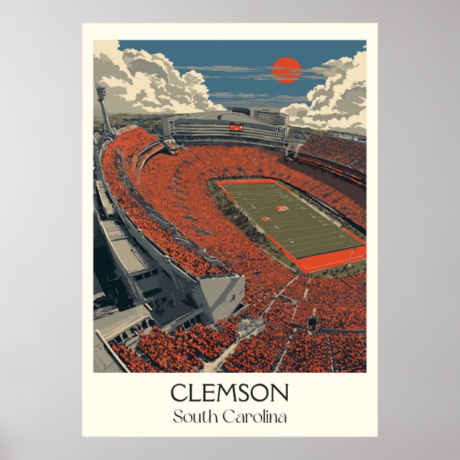 Póster Estadio de fútbol Clemson South Carolina (Frente)