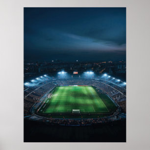 Póster Estadio de fútbol vacío por la noche