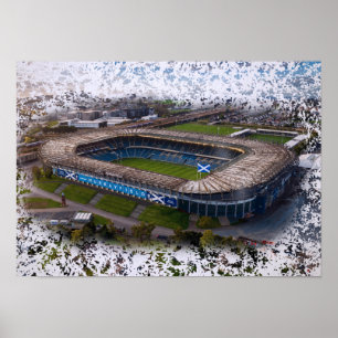 Póster Estadio de Rugby de Edimburgo con la bandera de Es